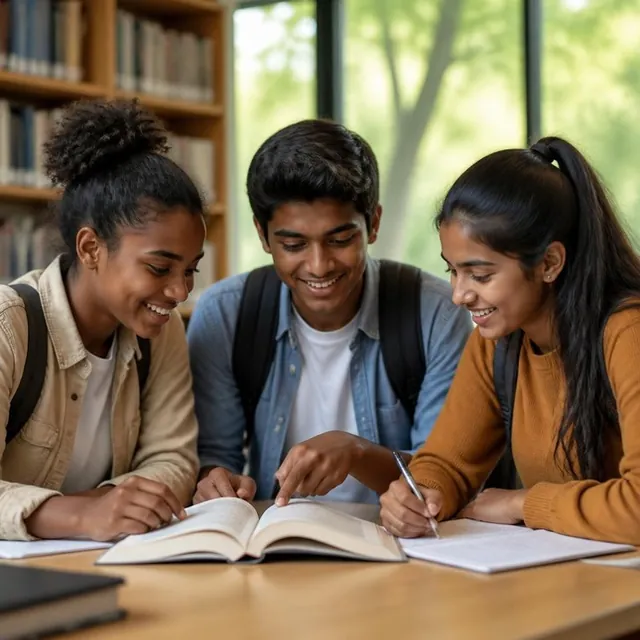 Multicultural school students studying together at Benchmark Abu Dhabi